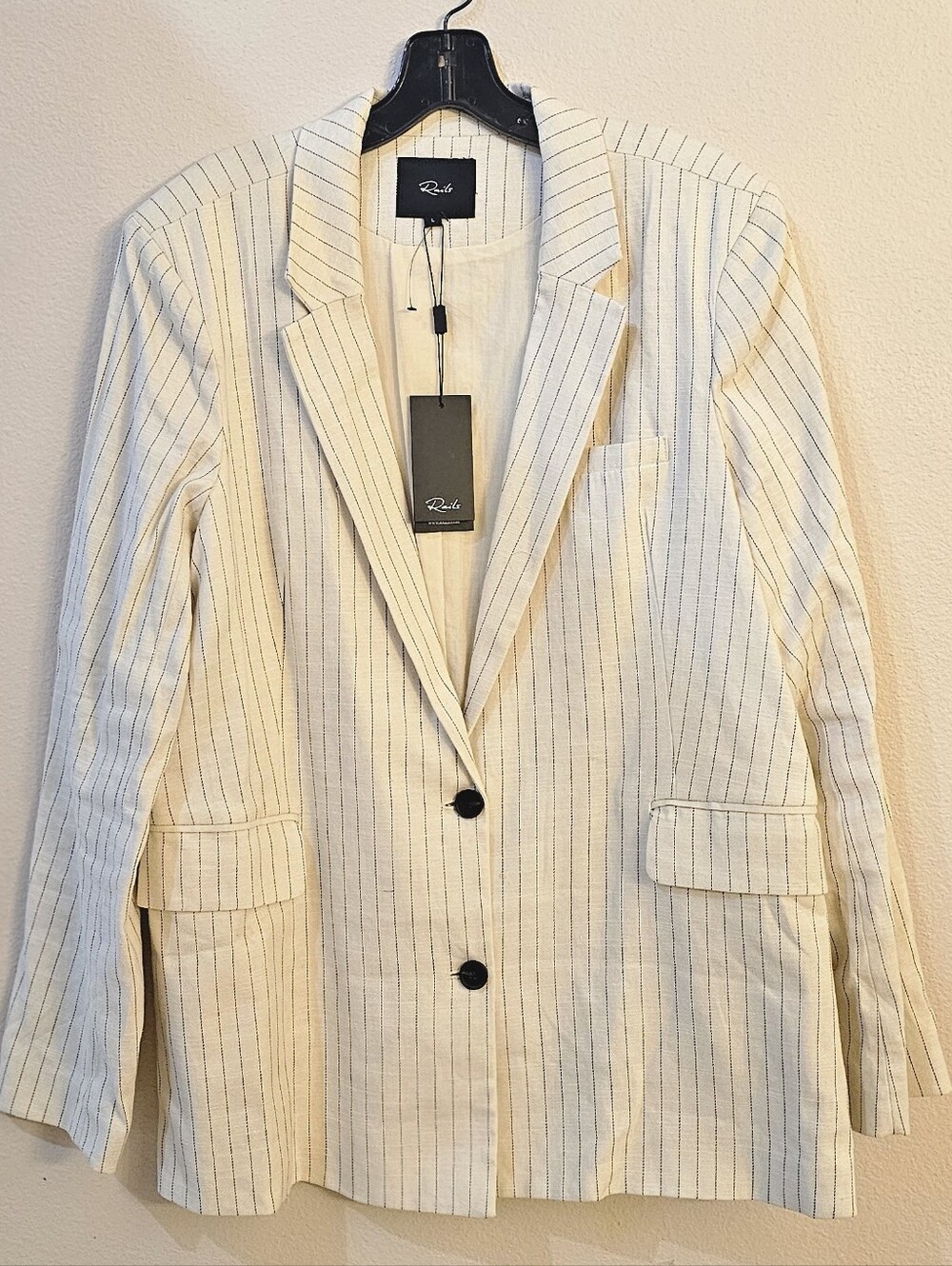 Rails Cream Pinstripe Single-Breasted Blazer